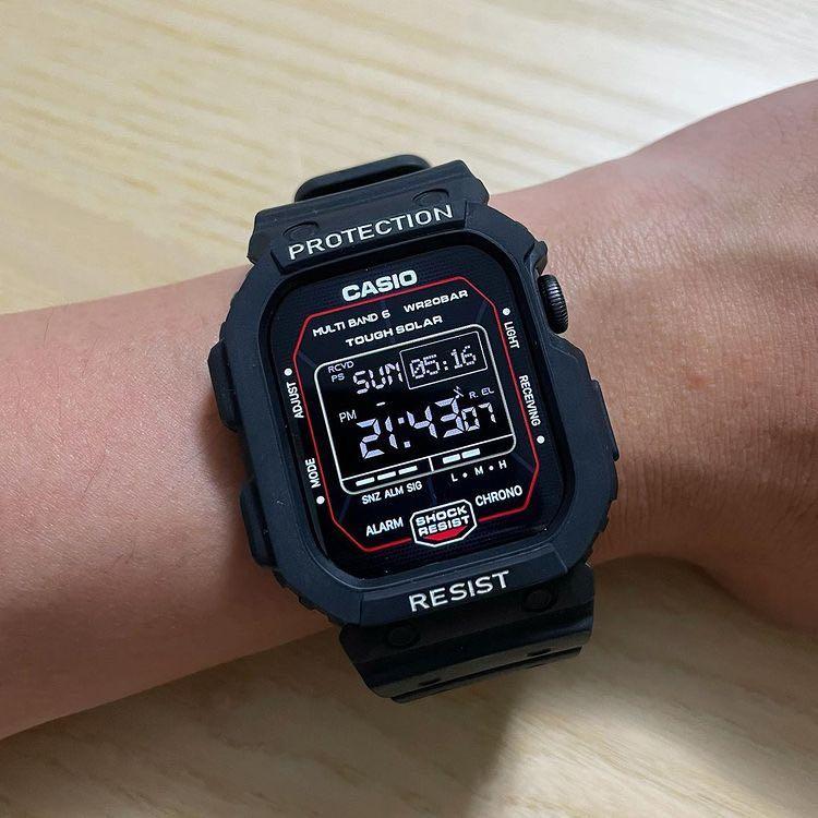 呢條錶帶太好玩😜* Amband Watch Band for Apple Watch 5/5/6/7/SE G-SHOCK style  錶殼連錶帶，按下面鏈結加入優惠碼選購有9折, 手提電話, 智能穿戴裝置及智能手錶-