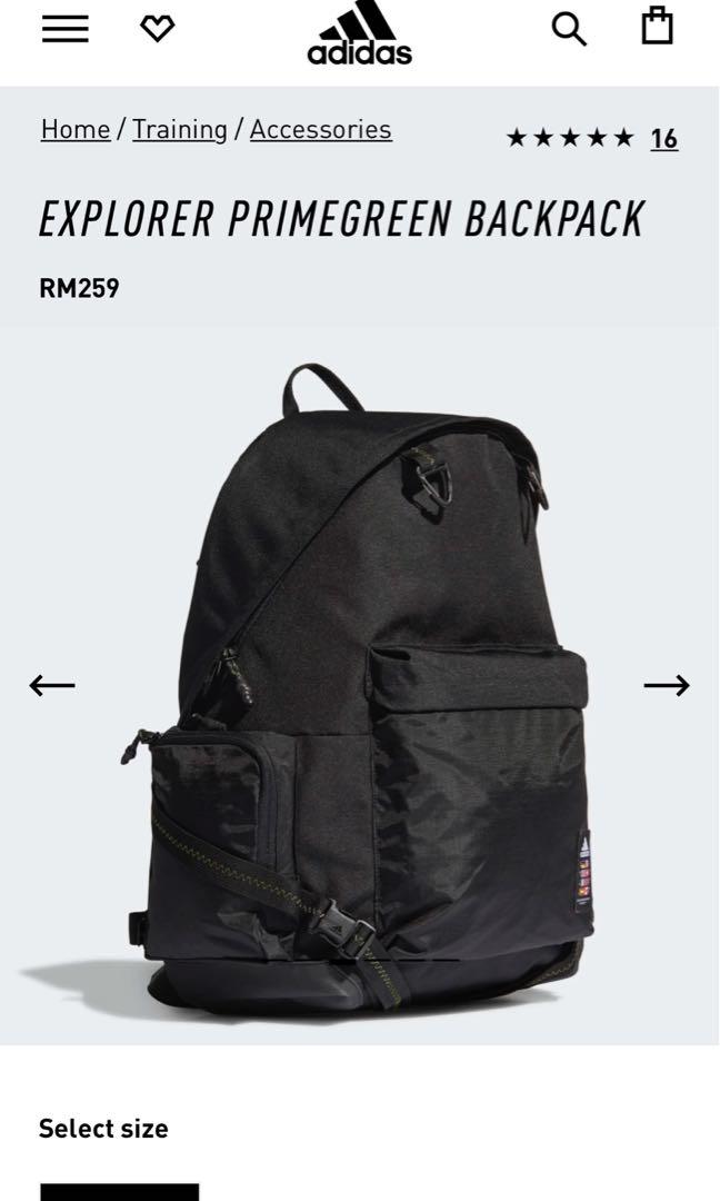 Adidas black urban xplorer prime green backpack