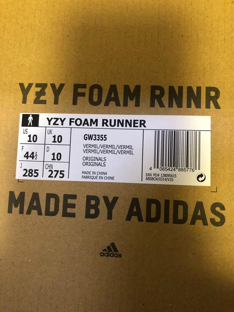 adidas Yeezy Foam RNNR Vermillion Men's - GW3355 - US