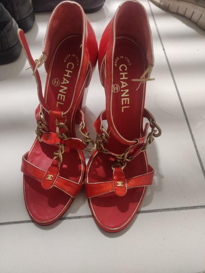 Authentic Chanel UK5 red heels