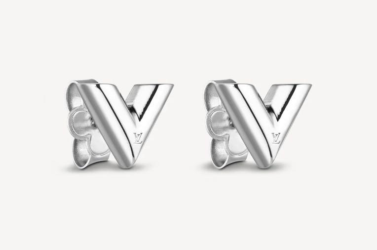 Louis Vuitton Essential V Stud Earrings (Silver)