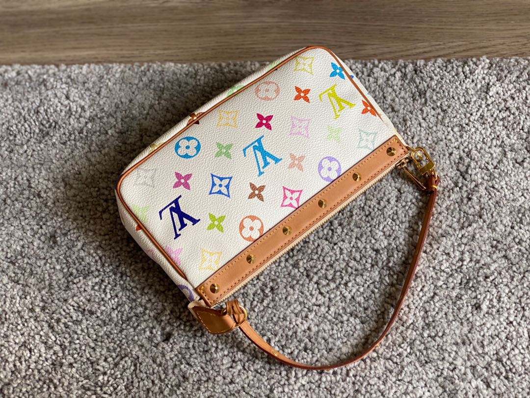 Authentic Louis Vuitton White Multicolor Pochette , Luxury, Bags & Wallets  on Carousell