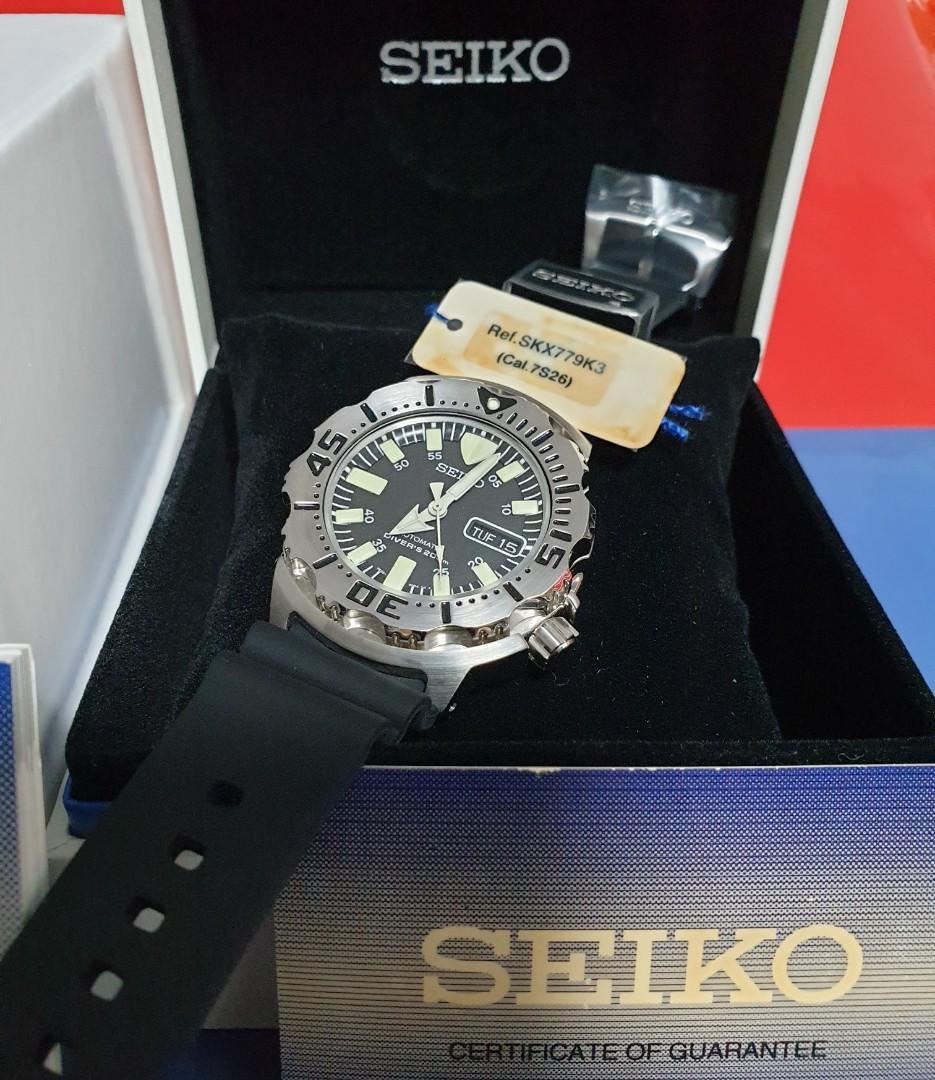 Brand New Seiko Discontinued Model SKX779K Seiko Monster Automatic Diver Sapphire Watch Stainless Steel Diver Rubber Leather Men s Fashion Watches Accessories Watches on Carousell