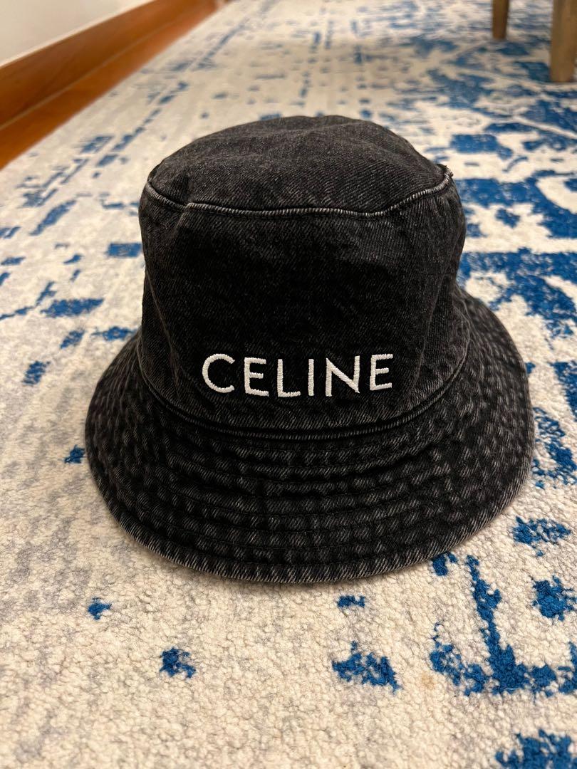 CELINE denim bucket hat in black with CELINE embroidery logo, 女裝 ...