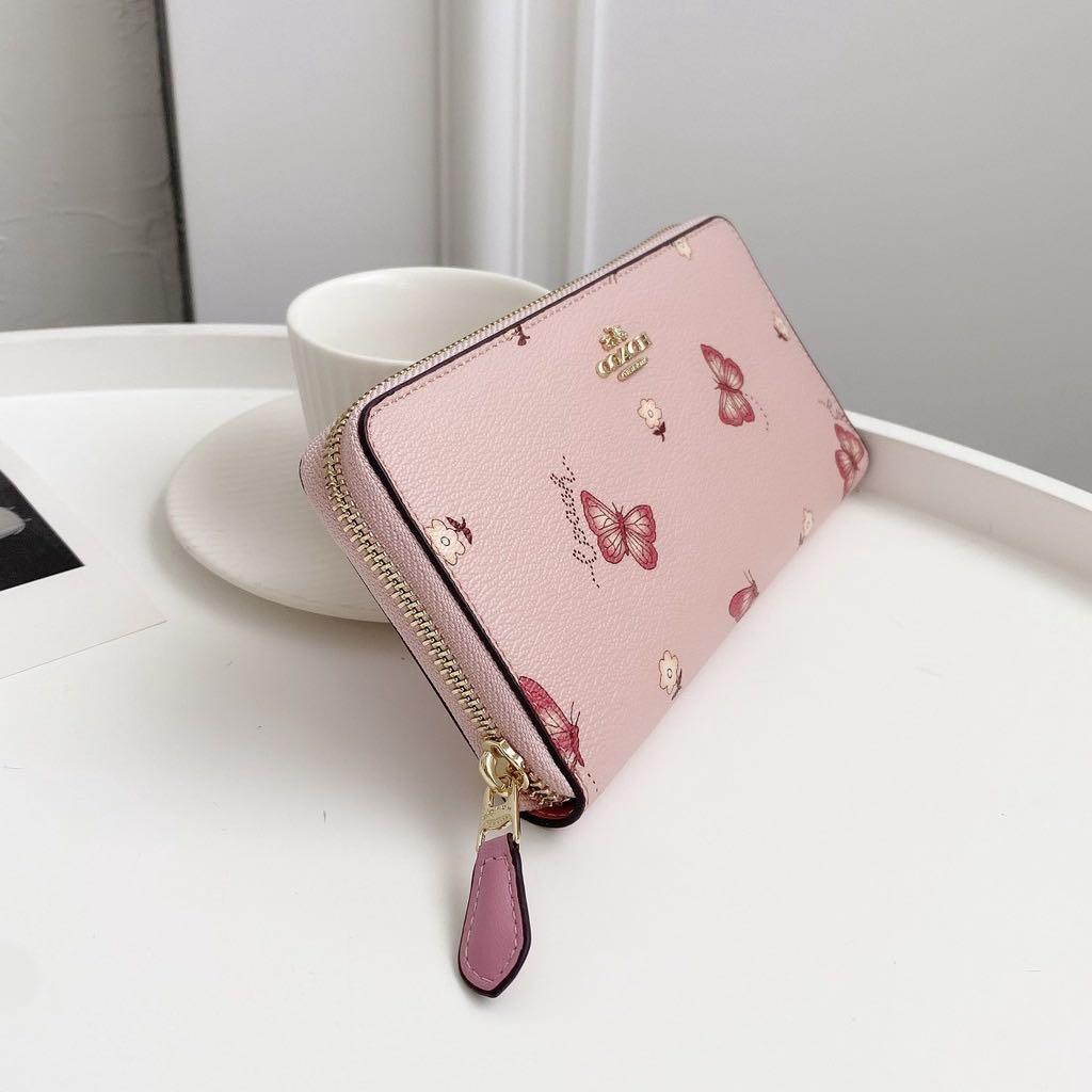 Accordion zip wallet with butterfly print clearance