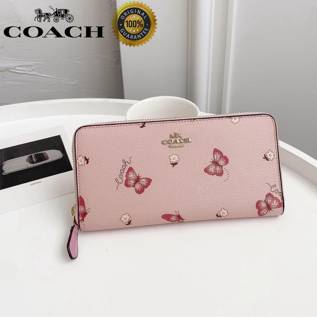 Coach Accordion Zip Wallet w Blossom Butterfly Print