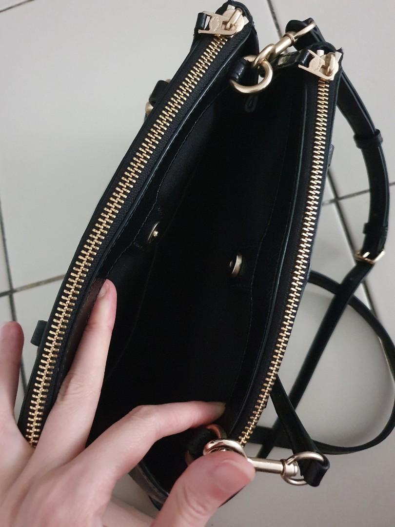 Coach Double Zip Saffiano Cross Sling Bag Black