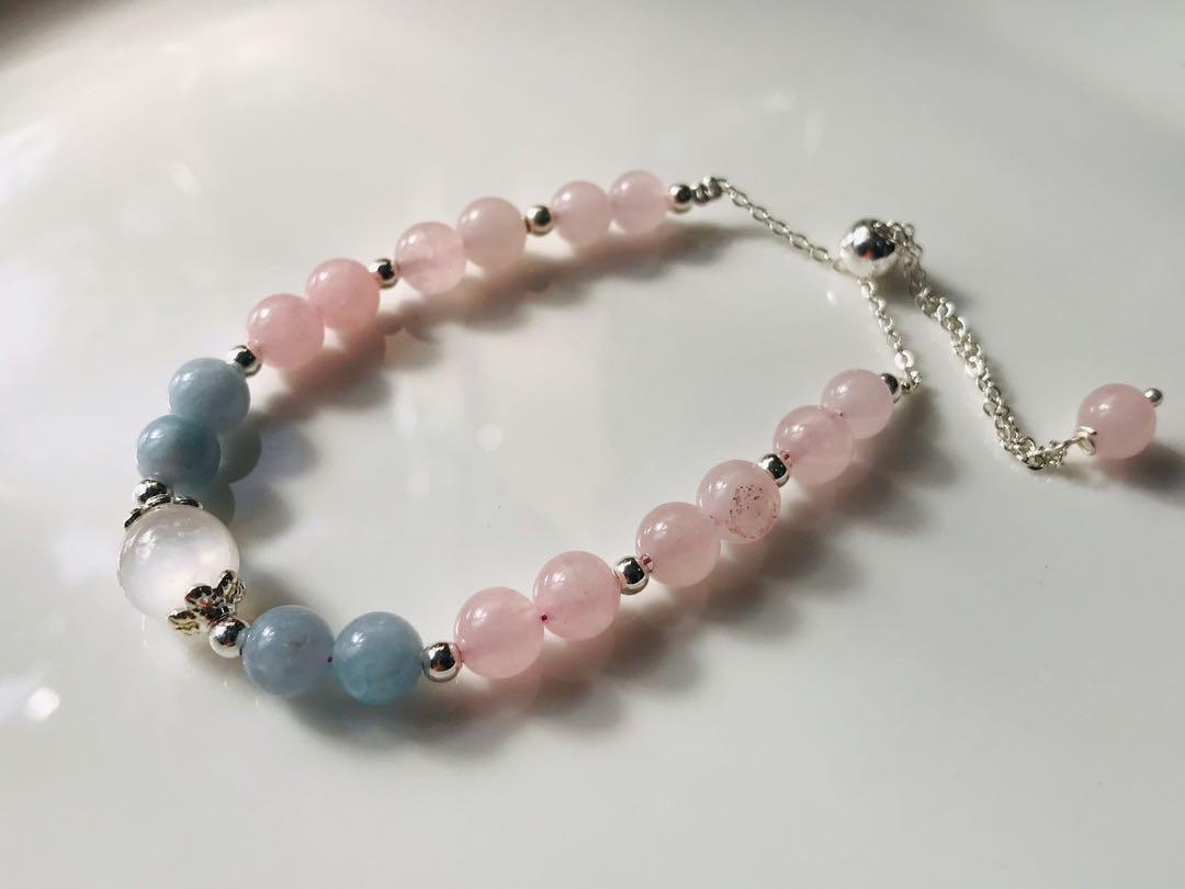Crystal Bracelet DIY Rose Quartz and Aquamarine with Selenite