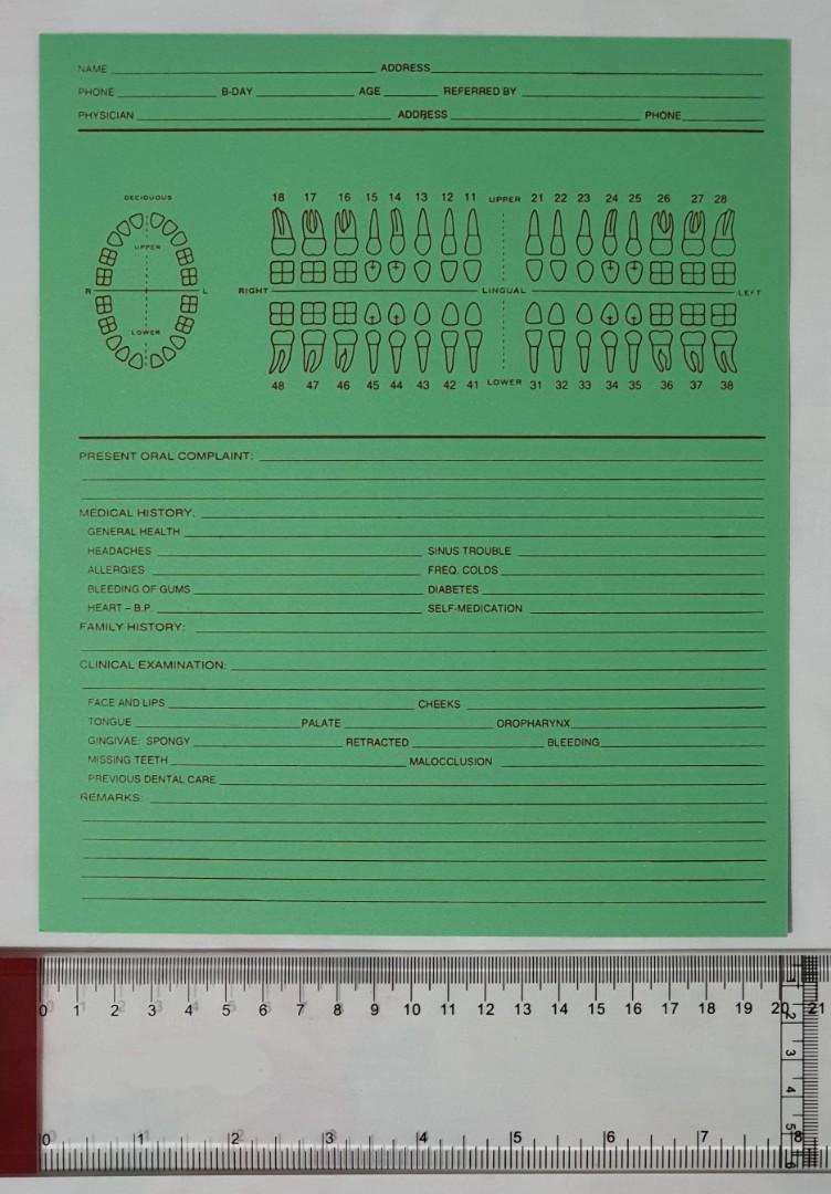 Dental Patient Record Card Green (PHP 5 per piece), Health