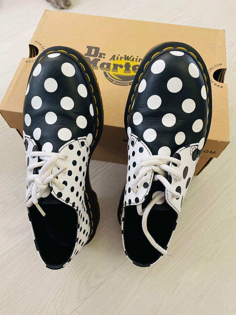 White and black polka dot shoes hot sale