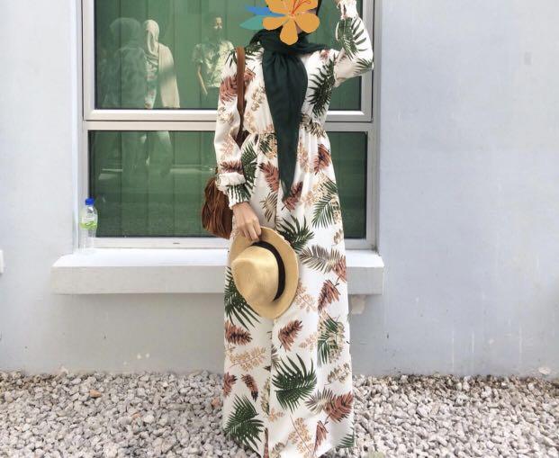 Hawaiian shop dress muslimah