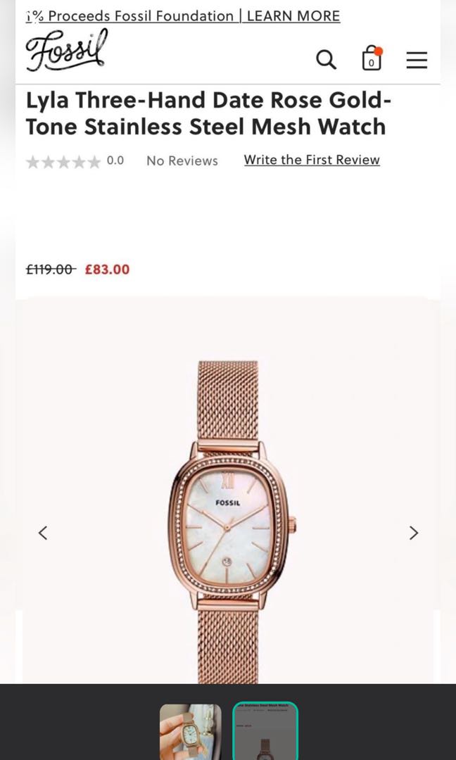 Fossil Lyla Three-Hand Date Rose Gold 