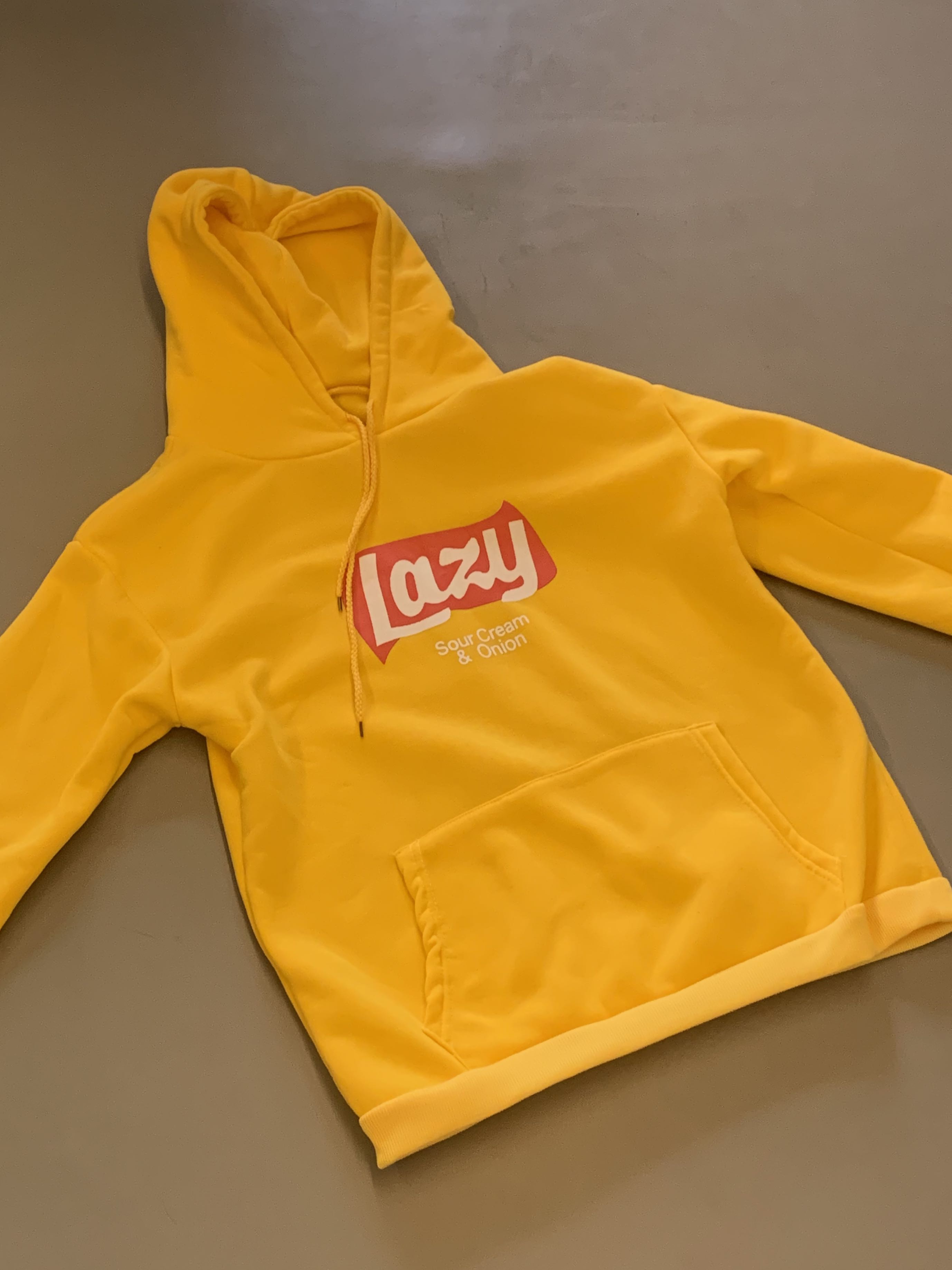 Funny yellow lazy Lay s sour cream and onion hoodie Men s