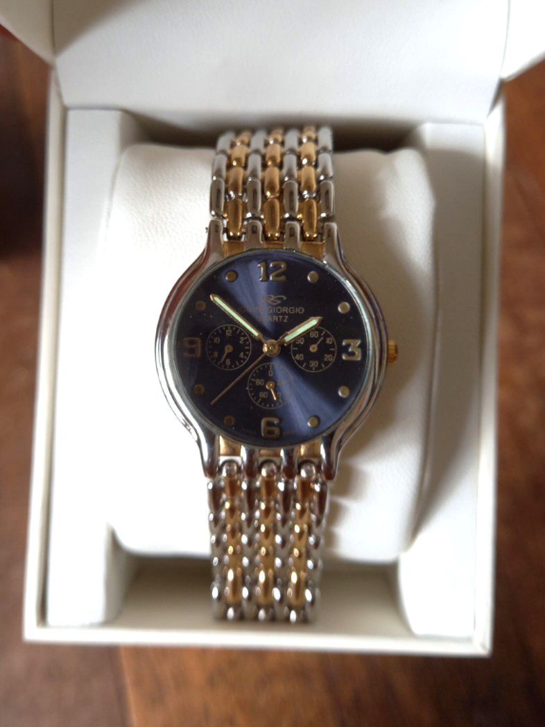 Giani Giorgio Quartz Silver Gold Blue Watch for Women or Ladies
