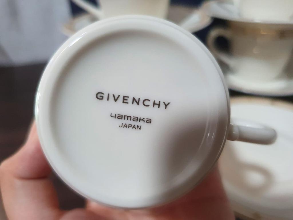 Givenchy cups and saucer (Peach and gold design), Furniture & Home