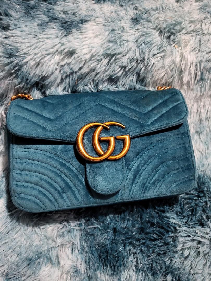 gucci marmont turquoise velvet