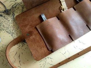 "Handmade" leather "Watch Pouch"free name emboss