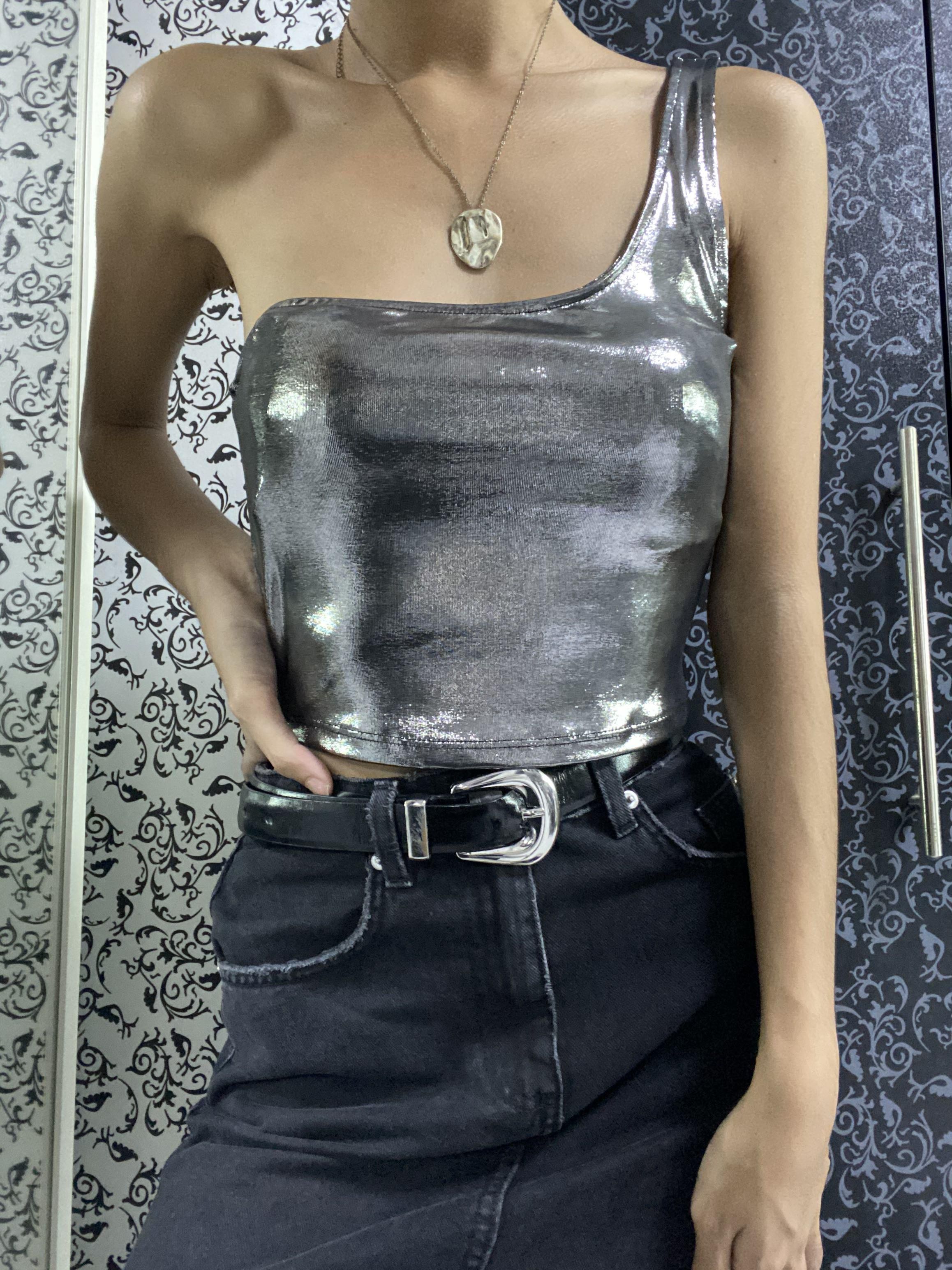 H&M Silver Toga Top, Women's Fashion, Tops, Sleeveless on Carousell
