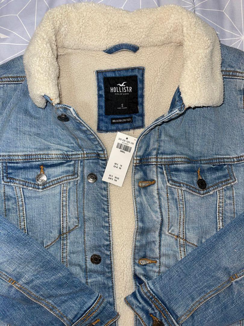 Hollister jean deals jacket with fur