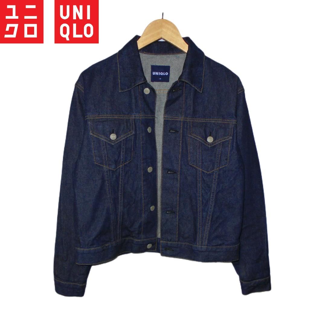 Jaket Jeans Uniqlo Fesyen Pria Pakaian Baju Luaran di Carousell