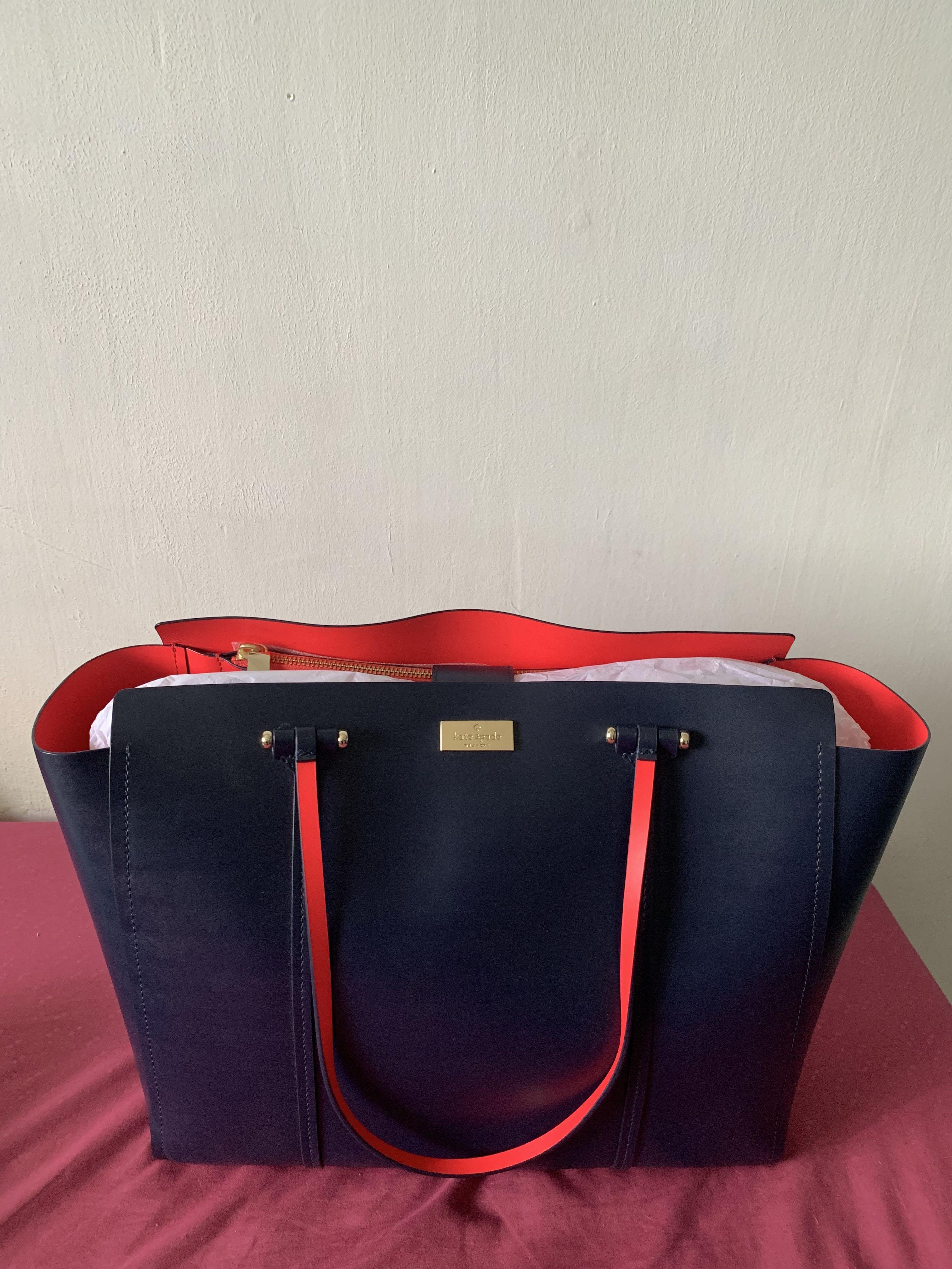Kate Spade Large Annelle Arbour Hill Shoulder Bag Leather Tote Indigo Navy  Blue Pink, Women's Fashion, Bags & Wallets, Tote Bags on Carousell