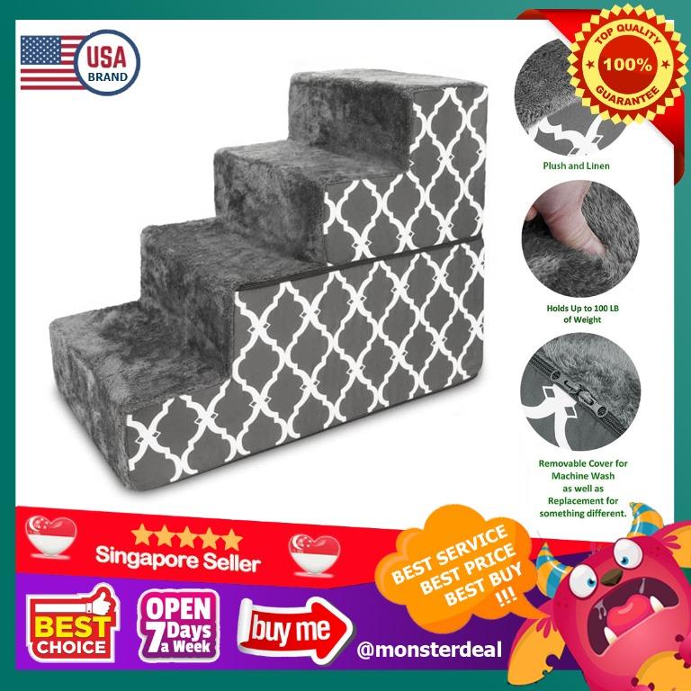 Made in USA Foldable Pet Steps/Stairs with CertiPUR-US Certified Foam for Dogs and Cats by Best Pet Supplies