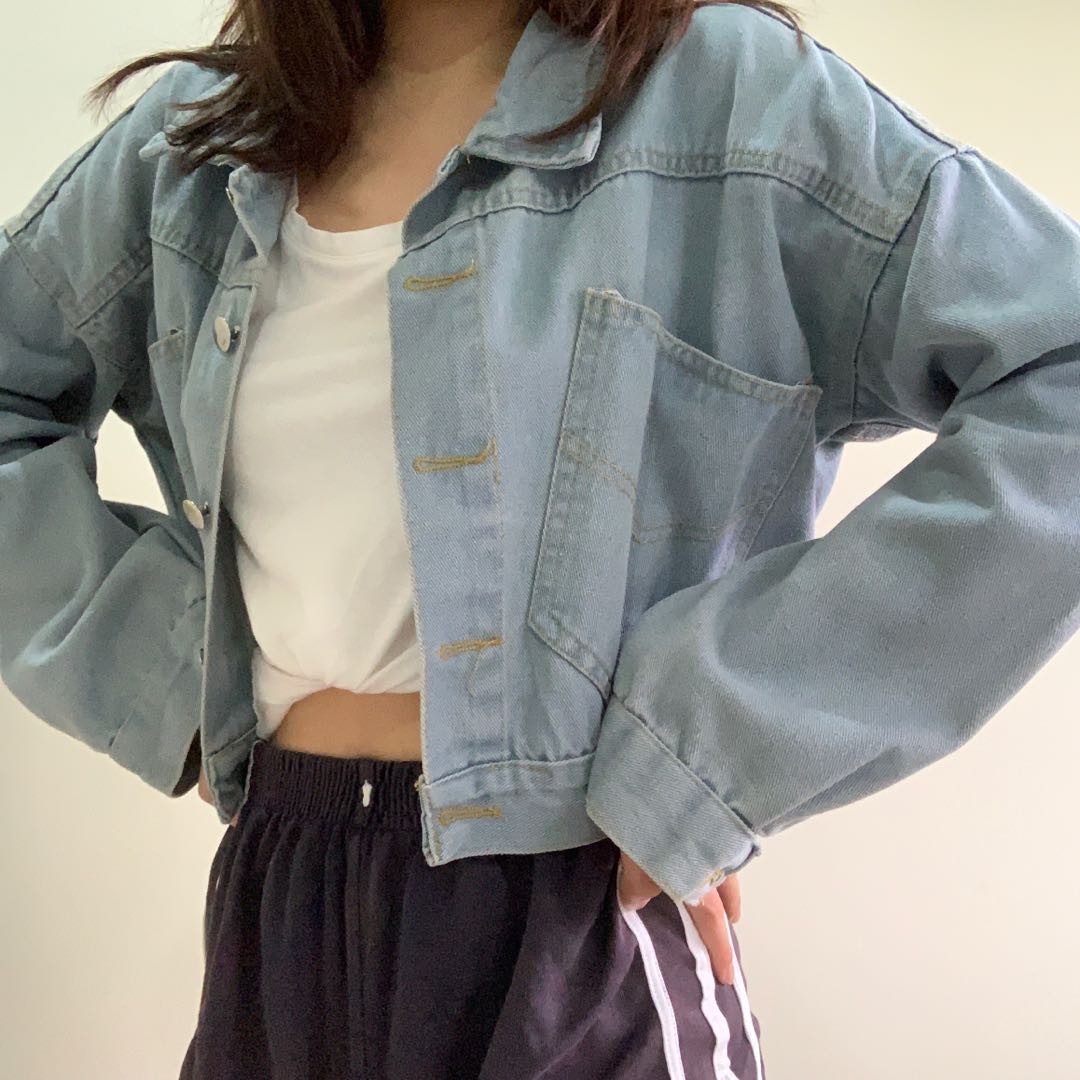 Oversized Crop Denim Jacket, Women's