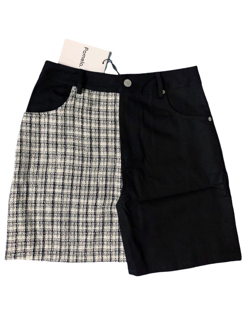 Pomelo checkered denim skirt, Women's Fashion, Bottoms, Skirts on Carousell