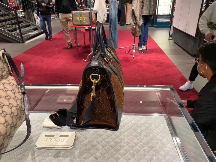 PREORDER GUCCI GG Monogram Velvet Web Medium Duffle Bag Luxury
