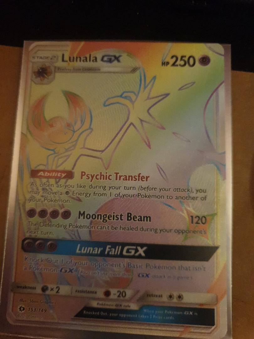 Rainbow rare Lunala pooemon card, Hobbies & Toys, Toys & Games on Carousell