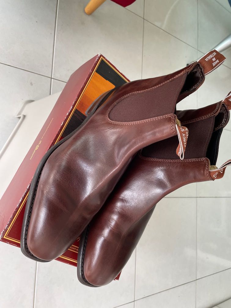 RM Williams Leather Chelsea Boots. Natural Sole Cognac Chinchilla Boots