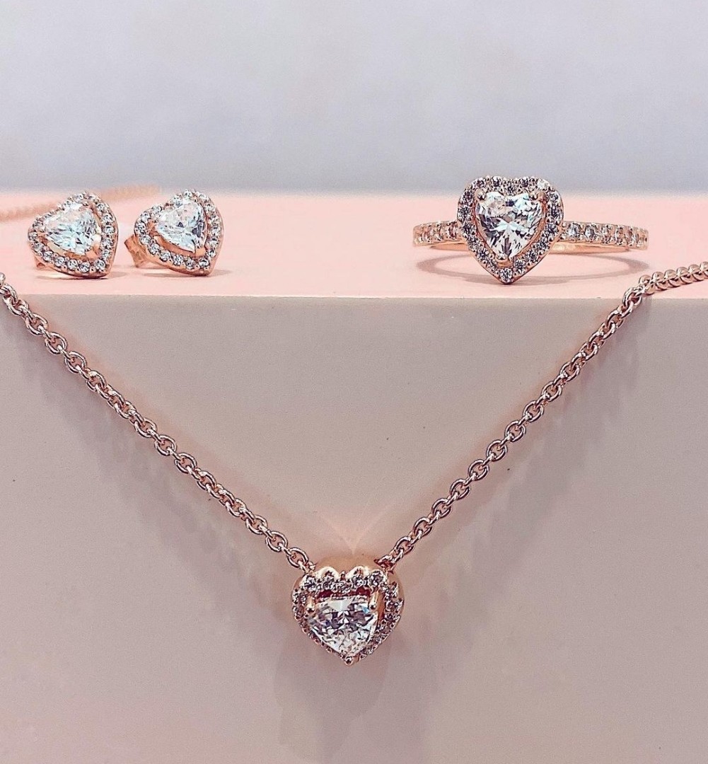 Pandora necklace and earring sales set rose gold