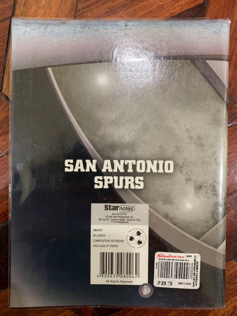 San Antonio Spurs Composition Notebok (Category: Stationery & School Supplies) located in Quezon City. Submitted by jellyaceeyoo (Listing ID 1124300291, Image 2). Description: Price is negotiable. Notebook cover has slight discolorations..