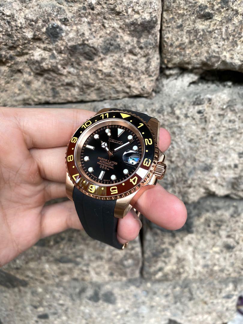 Seiko Rootbeer Mod (Rubber Strap), Luxury, Watches on Carousell