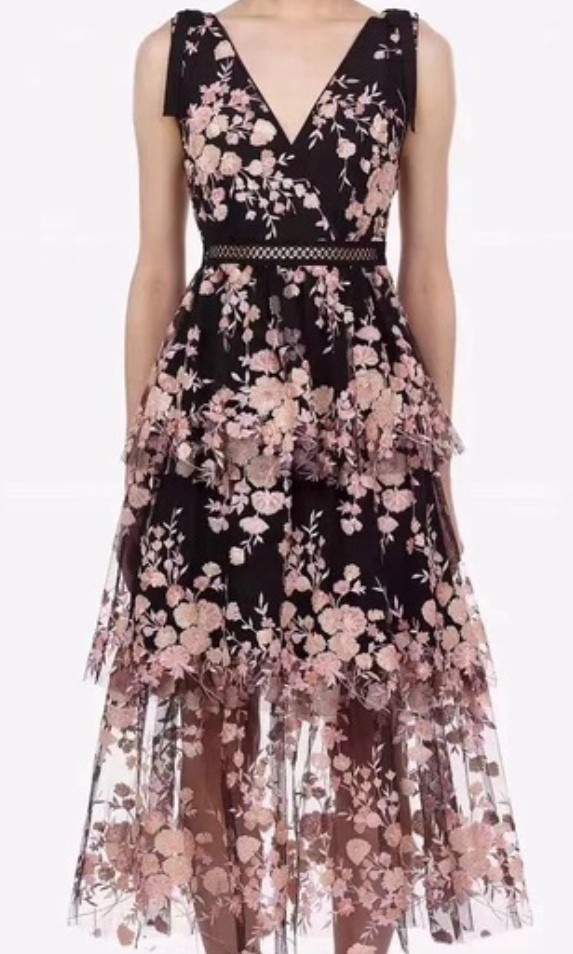 Self portrait midnight sales floral mesh dress