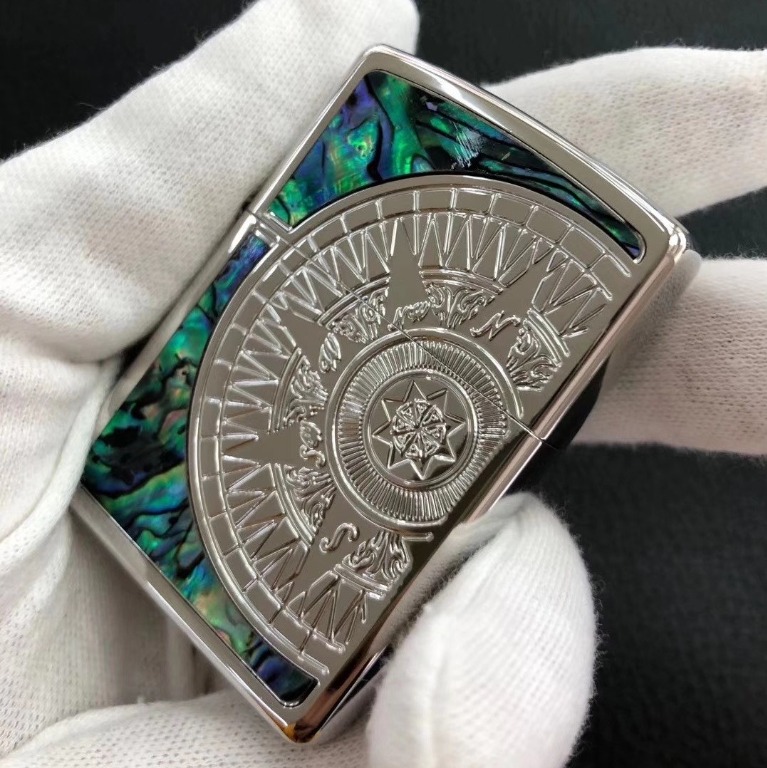 Silver Inlay Shell Compass Zippo Lighter, Hobbies & Toys, Stationery ...