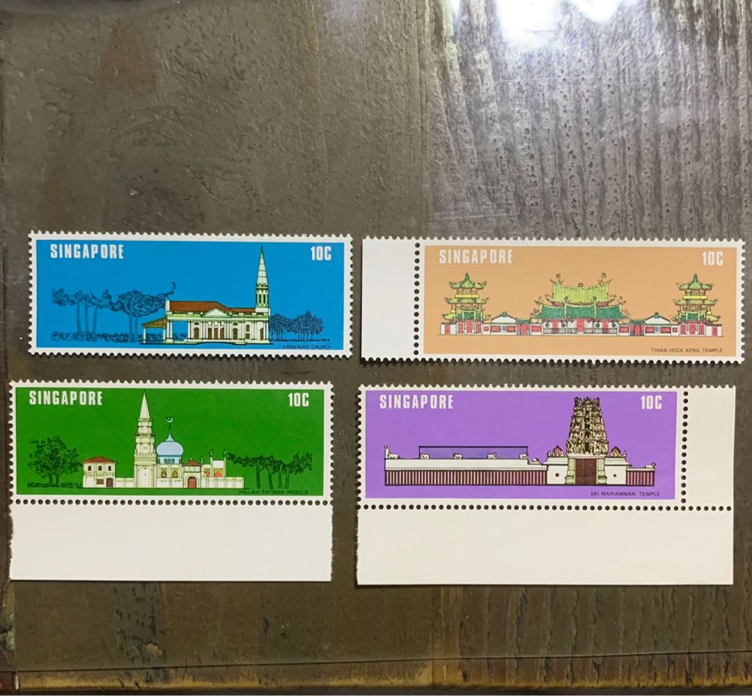 Singapore stamps 1978 National Monument set temple, church, mosque of ...