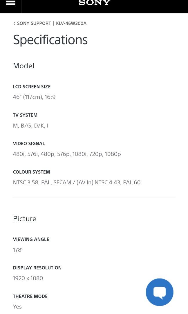 Sony Bravia 46" LCD TV (Made in Japan), TV & Home Appliances, TV