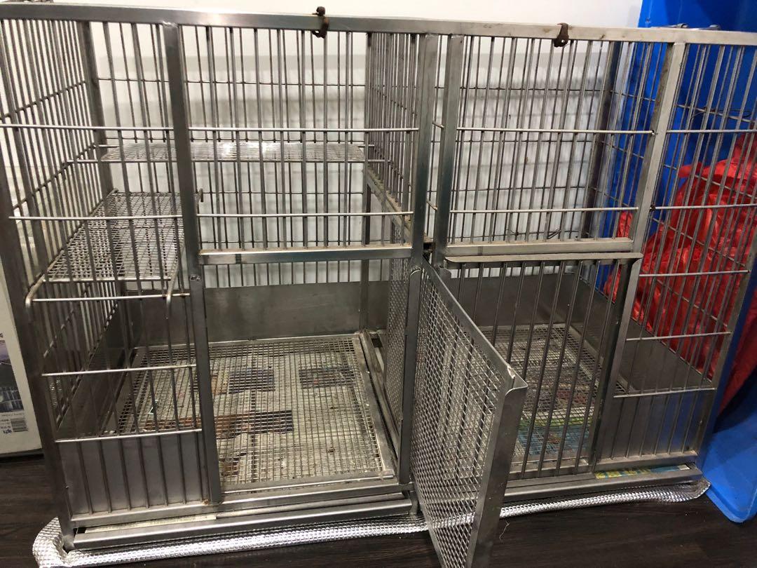 100 Stainless Steel Small animals cage, duo entrances with divider