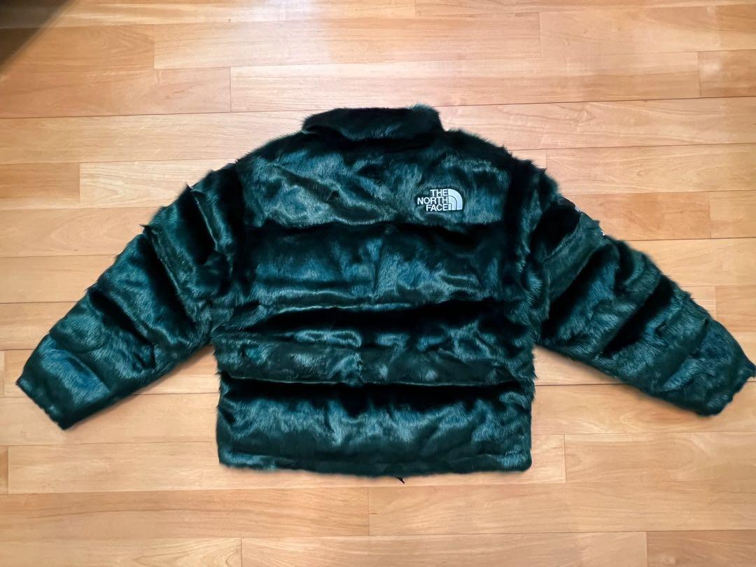 Supreme x The North Face TNF Faux-fur Nuptse Jacket Green FW 20