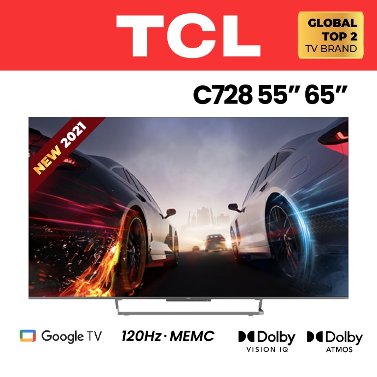 TCL C728 Google TV Qled TV Ultra Slim 4K QLED Ultra High Definition Billion Quantum Dot