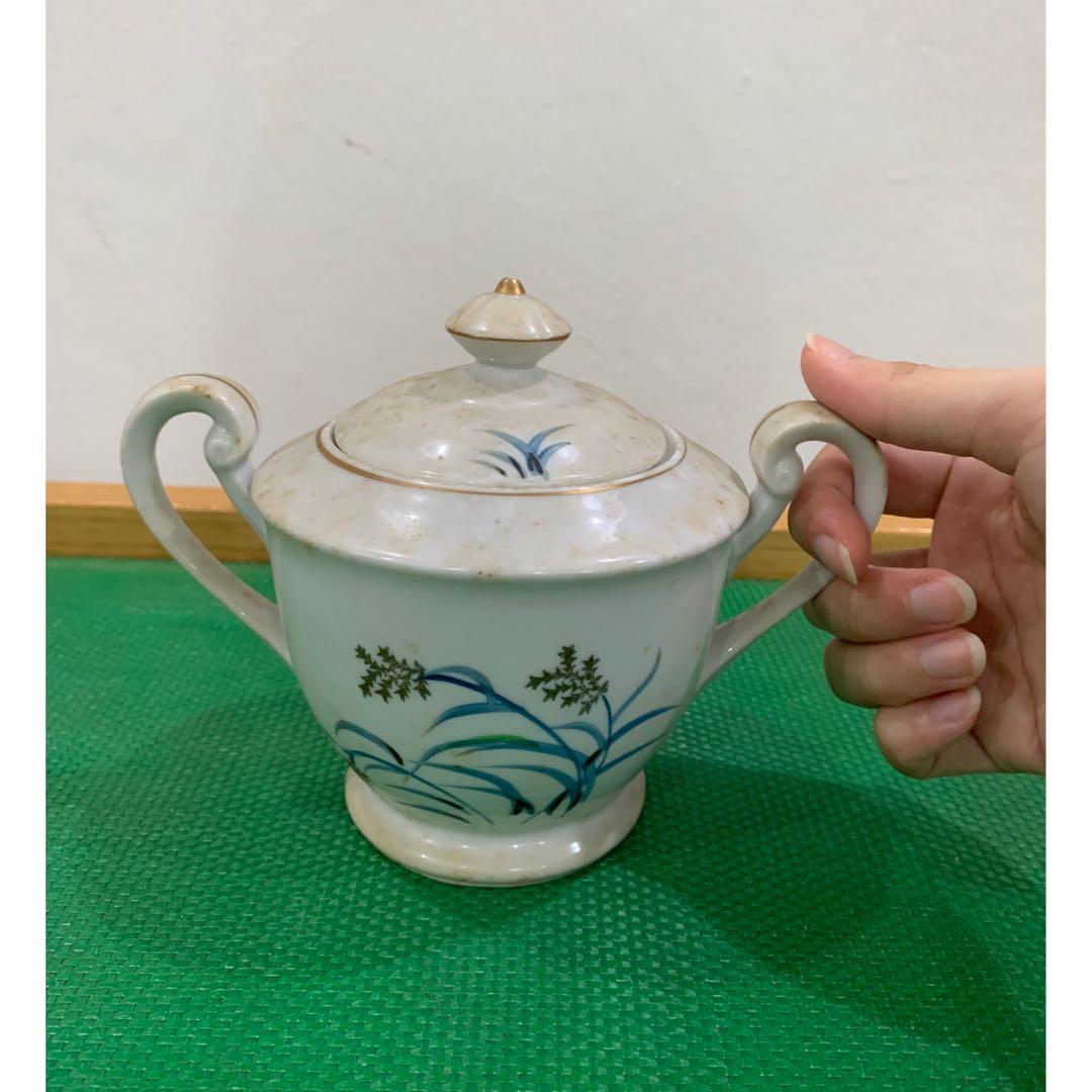 Vintage Tea Set with 4 Cups , Teapot , Milk / Creamer Pot , Sugar Pot