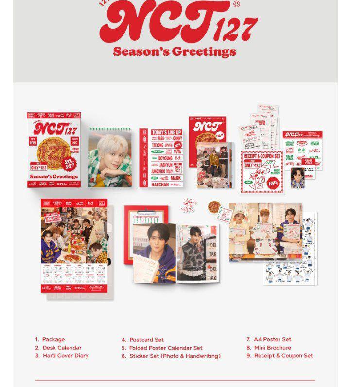 2020 NCT 127 Seasons Greetings Caledar Set+DVD+On Pack Posters+Extra Photocards Set 