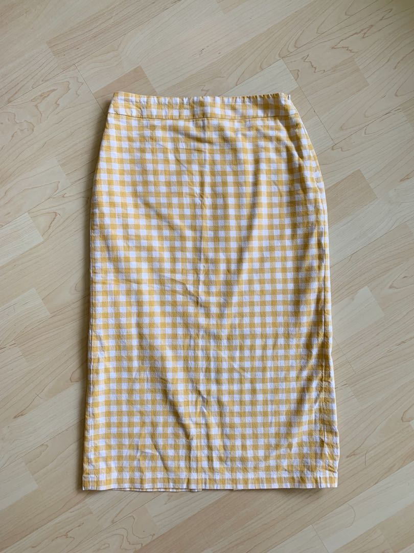 yellow gingham skirt