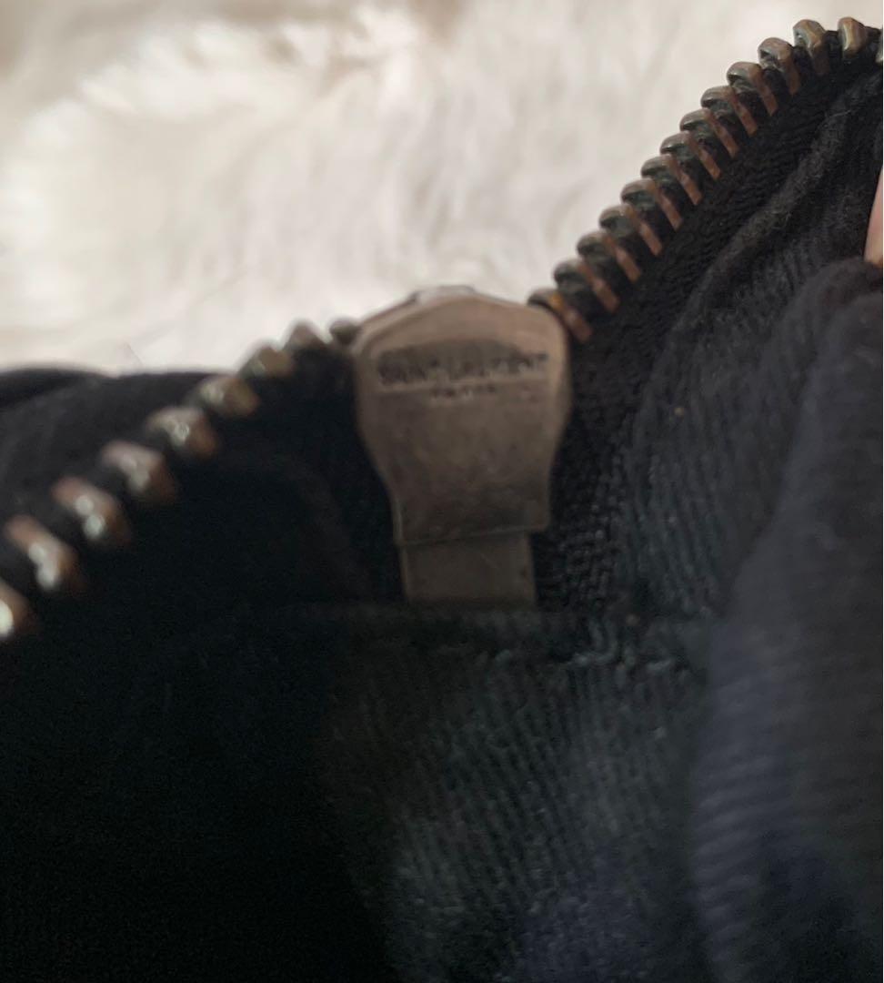 YSL Saint Laurent Calfskin Crocodile Black Embossed Leather Monogram