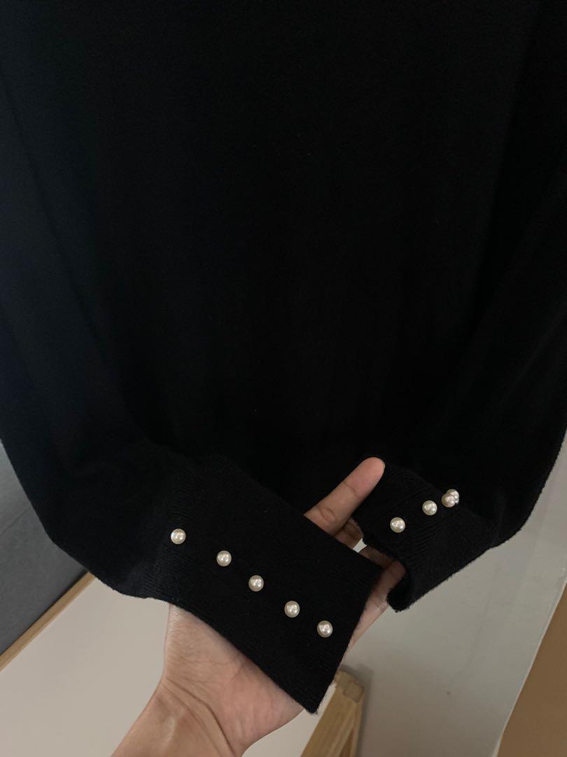 zara pearl cuff sweater