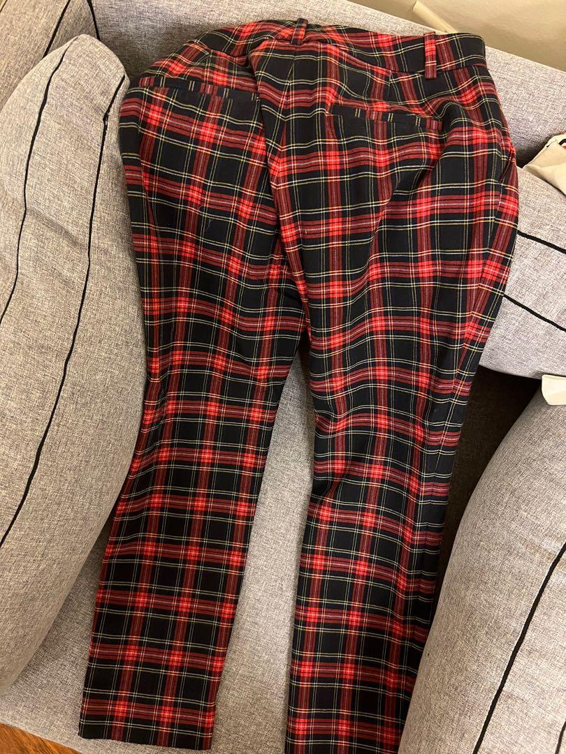 Red & shop black plaid pants