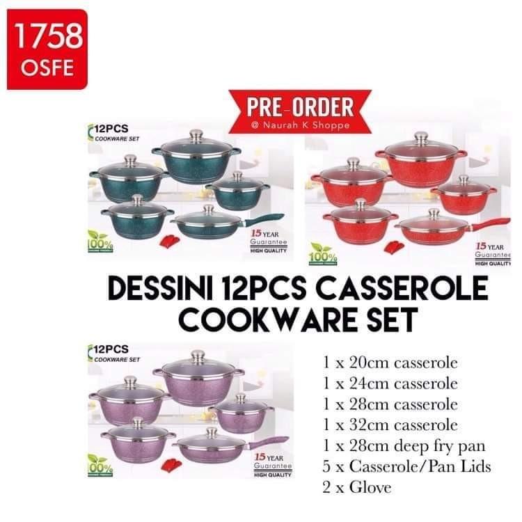 12 pcs Dessini Cookware Set, Furniture & Home Living, Kitchenware