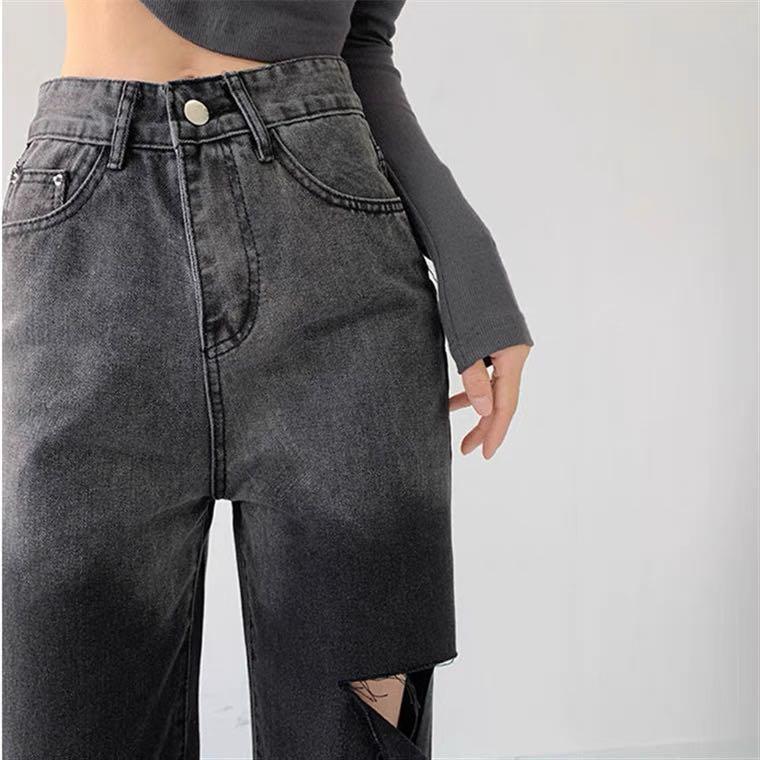 1365 ombre black ripped mom jeans boyfriend baggy high waisted