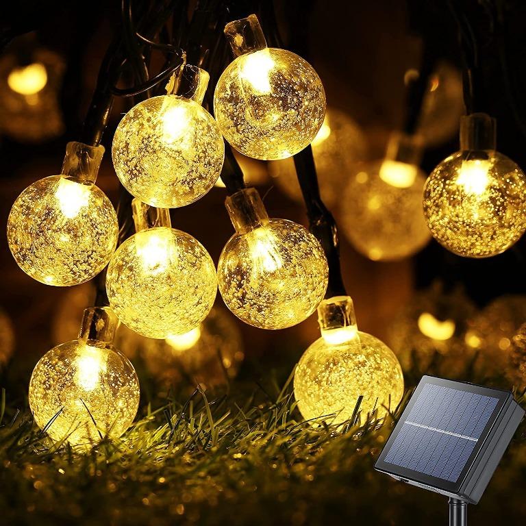 1813) Solar String Lights Outdoor, 50LED Globe Fairy Waterproof Lights  Mode 7M/24Ft Indoor/Outdoor Solar Powered String Lights for Garden, Patio  Yard, Home ,Christmas ,Parties ,Wedding (Warm White), Furniture  Home
